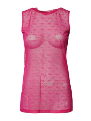 Dolce & Gabbana Pink Nylon See Through Women Sleeveless Tank Top