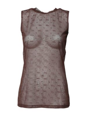 Dolce & Gabbana Brown Nylon See Through Women Sleeveless Tank Top