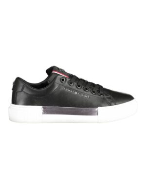Tommy Hilfiger Black Leather Women Sneaker