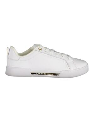 Tommy Hilfiger Chic White Lace-Up Sneakers with Contrast Detail
