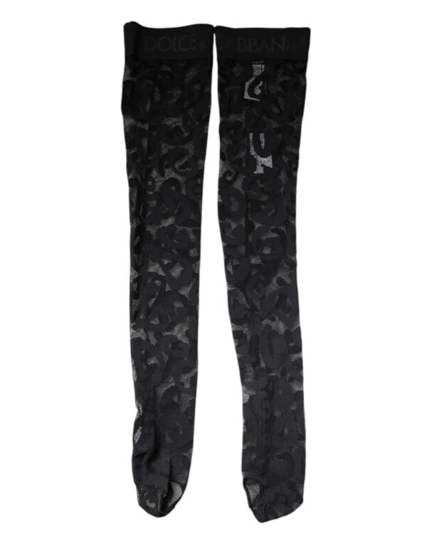 Dolce & Gabbana Black Floral Lace Cotton Stretch Stockings Socks - Image 2