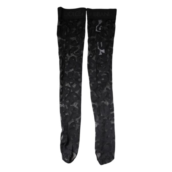 Dolce & Gabbana Black Floral Lace Cotton Stretch Stockings Socks - Image 3