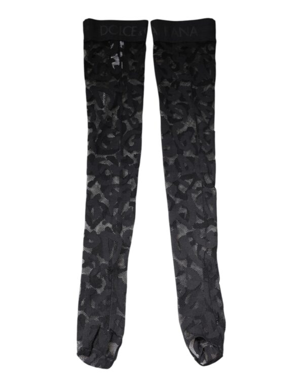Dolce & Gabbana Black Floral Lace Cotton Stretch Stockings Socks - Image 6