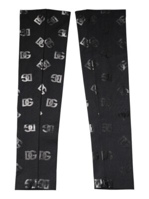 Dolce & Gabbana Black DG Logo Monogram Wool Stretch Arm Sleeves