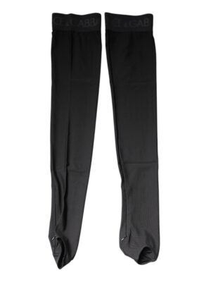 Dolce & Gabbana Black Viscose Stretch Over Calf Stockings Socks