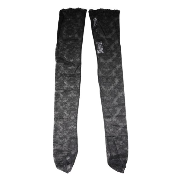 Dolce & Gabbana Black Floral Lace Cotton Stretch Stockings Socks - Image 3