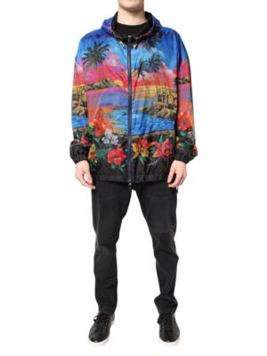 Dolce & Gabbana Multicolor Print Hooded Windbreaker Jacket