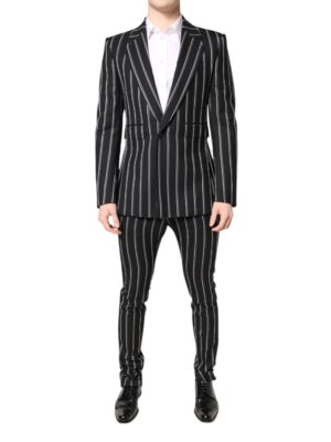 Dolce & Gabbana Black Striped SICILIA Formal 2 Piece Suit