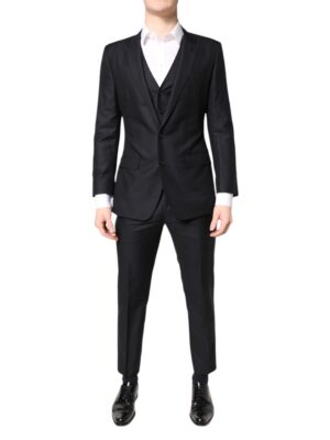 Dolce & Gabbana Black MARTINI Wool Formal 3 Piece Suit