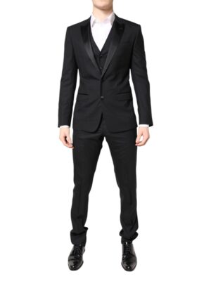 Dolce & Gabbana Black Wool Single Breasted 3 Piece Suit