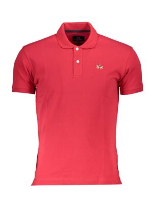 La Martina Red Cotton Men Polo Shirt