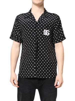 Dolce & Gabbana Black Polka Dot Short Sleeves Casual Shirt