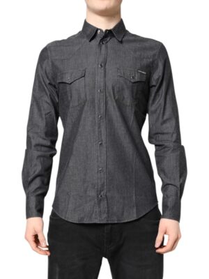 Dolce & Gabbana Gray Cotton Long Sleeves Casual Shirt