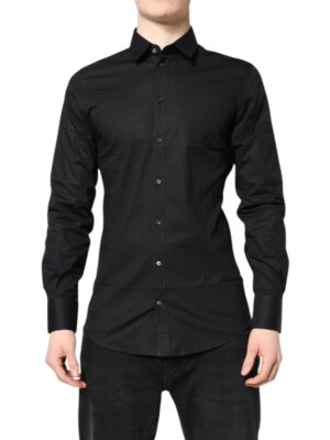 Dolce & Gabbana Black GOLD Cotton Long Sleeves Dress Shirt