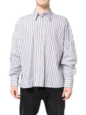 Dolce & Gabbana White Black Stripe Button Down Casual Shirt