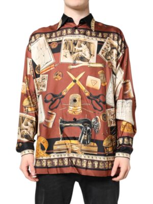 Dolce & Gabbana Multicolor Tailor Print Silk Casual Shirt
