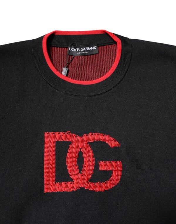 Dolce & Gabbana Black Nylon DGLogo Knit Men Pullover Sweater - Image 5