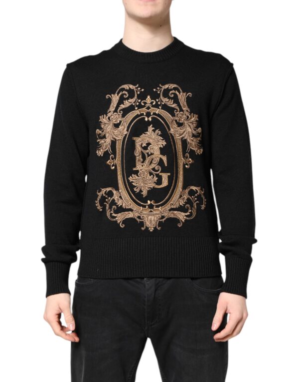 Dolce & Gabbana Black Logo Embroidery Knit Pullover Sweater - Image 2