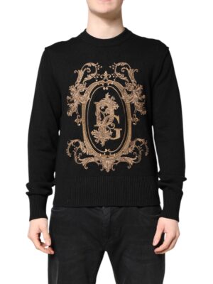Dolce & Gabbana Black Logo Embroidery Knit Pullover Sweater