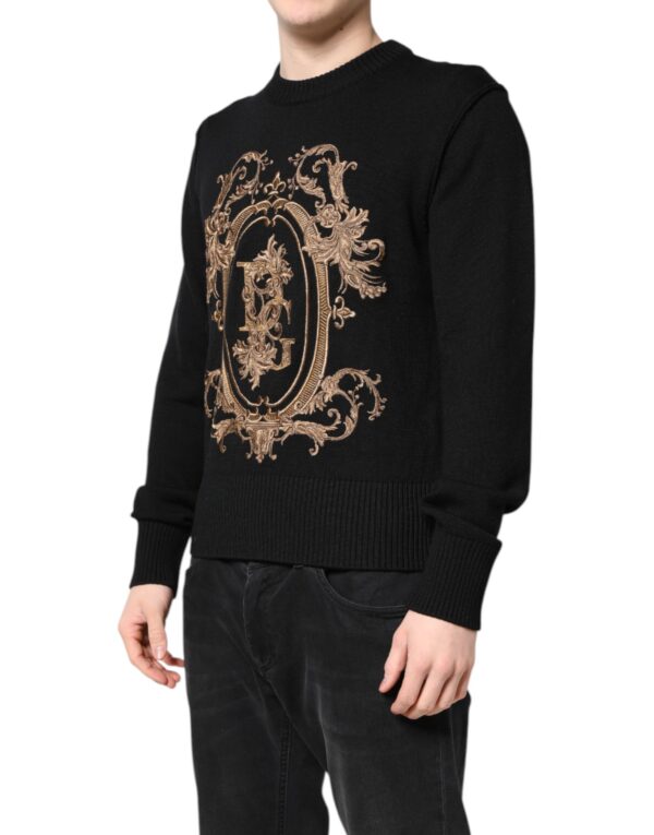 Dolce & Gabbana Black Logo Embroidery Knit Pullover Sweater - Image 3