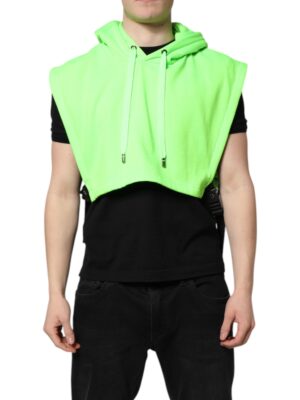 Dolce & Gabbana Green Polyester Hooded Sportswear Vest Sweater
