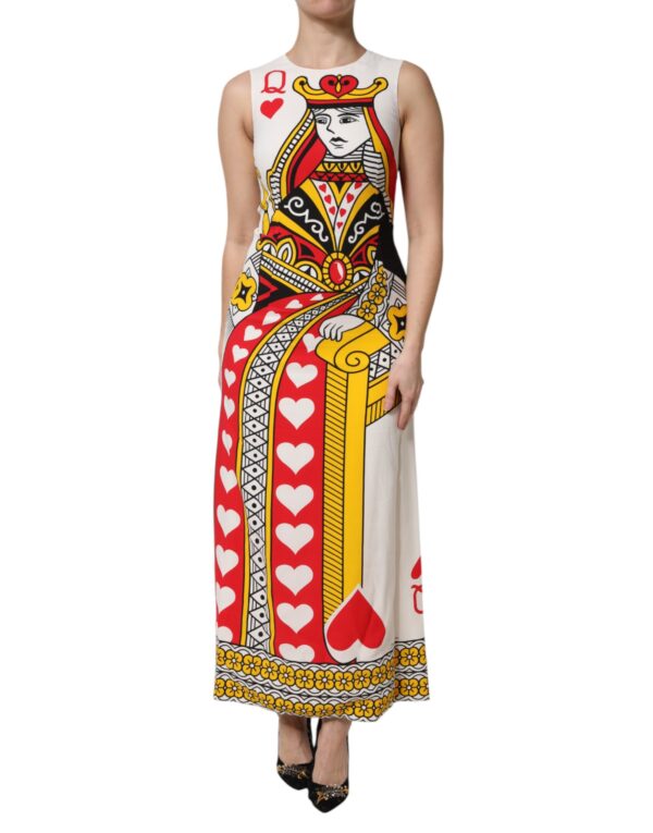 Dolce & Gabbana White Queen Of Hearts Sleeveless Maxi Dress - Image 2