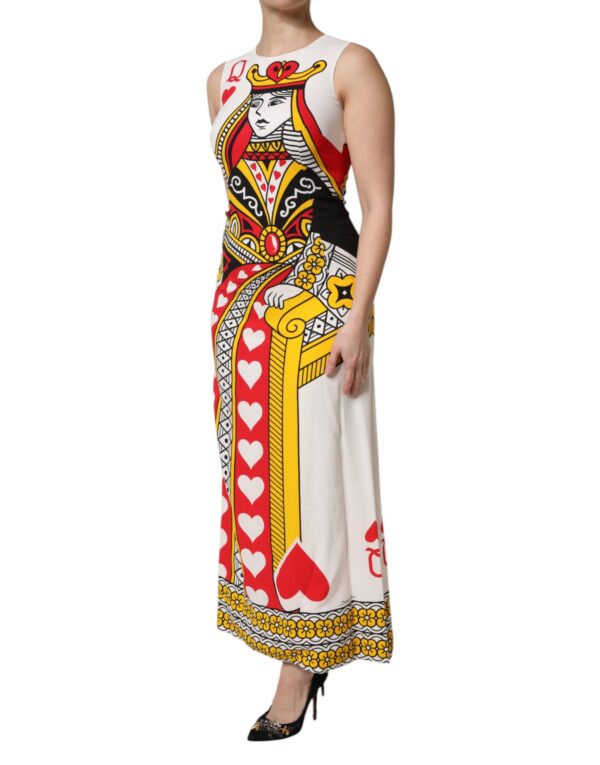 Dolce & Gabbana White Queen Of Hearts Sleeveless Maxi Dress - Image 3
