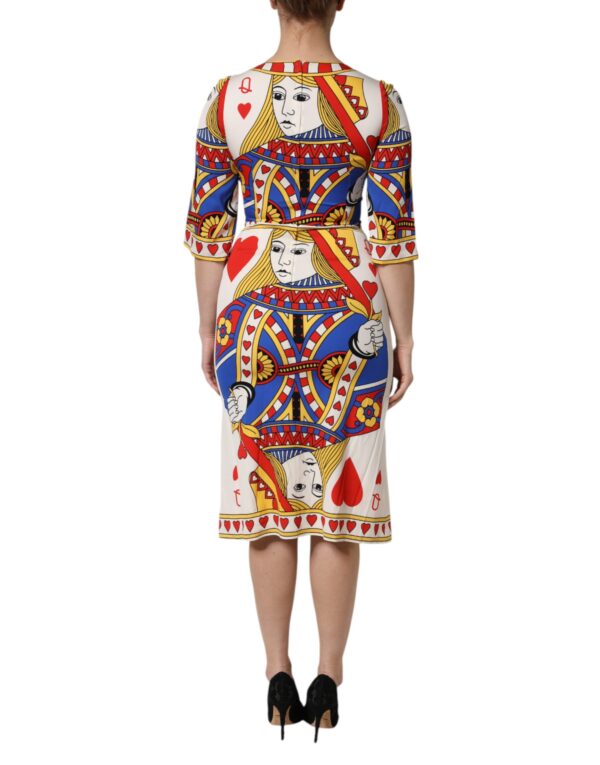 Dolce & Gabbana White Queen Of Heart Short Sleeve Midi Dress - Image 4