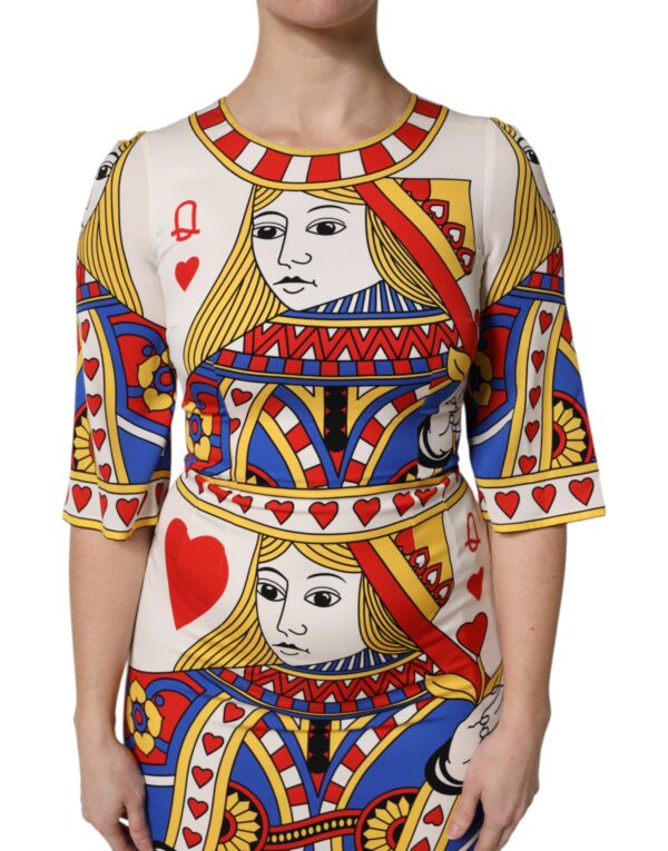 Dolce & Gabbana White Queen Of Heart Short Sleeve Midi Dress - Image 5