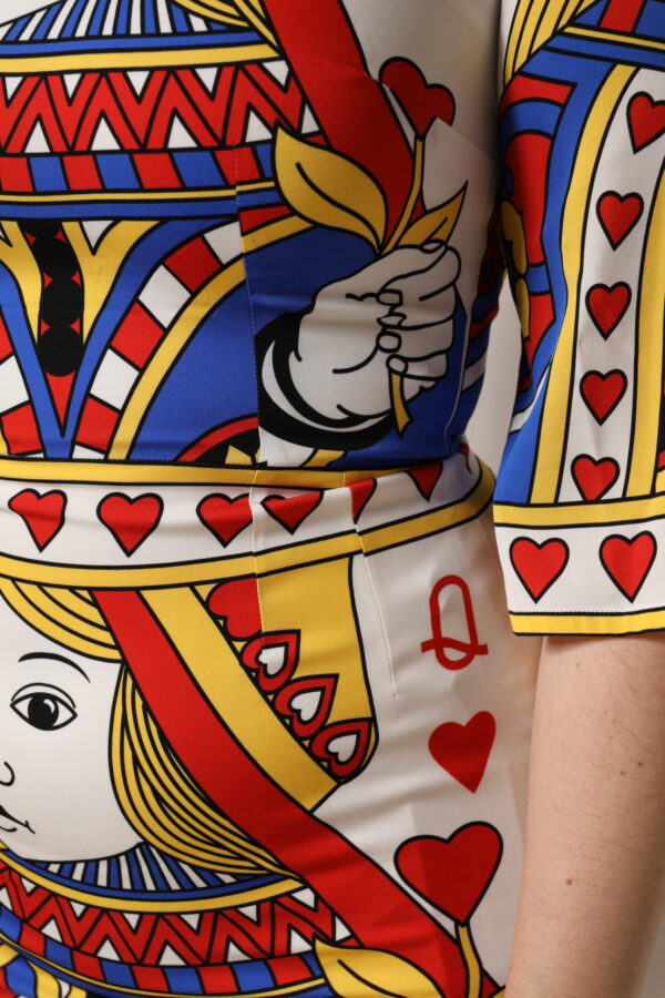 Dolce & Gabbana White Queen Of Heart Short Sleeve Midi Dress - Image 6