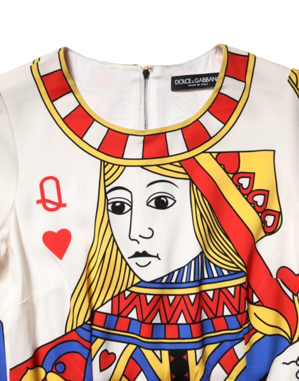 Dolce & Gabbana White Queen Of Heart Short Sleeve Midi Dress - Image 7