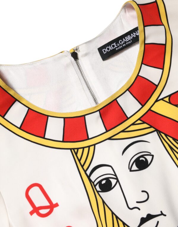Dolce & Gabbana White Queen Of Heart Short Sleeve Midi Dress - Image 8