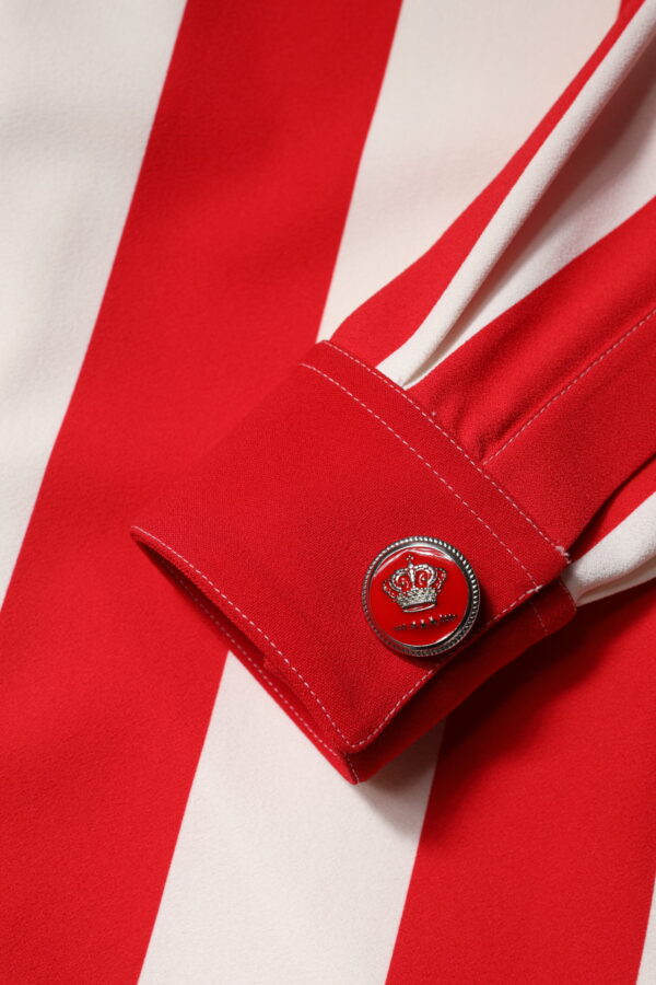 Dolce & Gabbana White Red Stripes Long Sleeves Mini Dress - Image 7