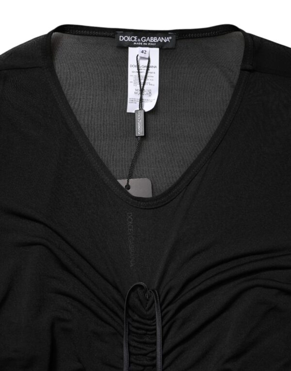 Dolce & Gabbana Black Mesh Trim Bodycon Long Sheath Dress - Image 7