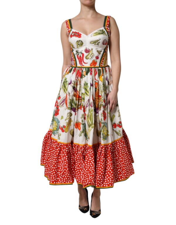 Dolce & Gabbana White Vegetables Sleeveless A-line Dress - Image 2