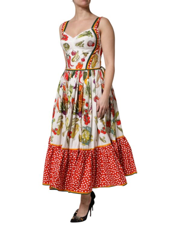 Dolce & Gabbana White Vegetables Sleeveless A-line Dress - Image 3