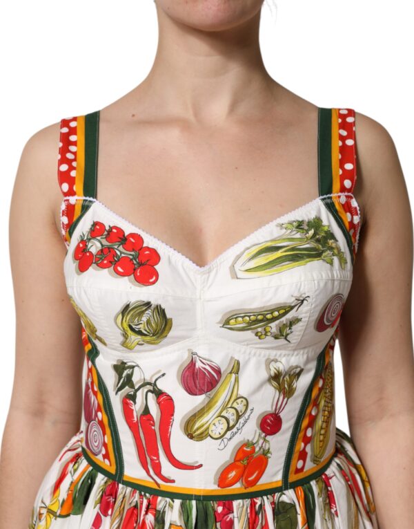 Dolce & Gabbana White Vegetables Sleeveless A-line Dress - Image 5