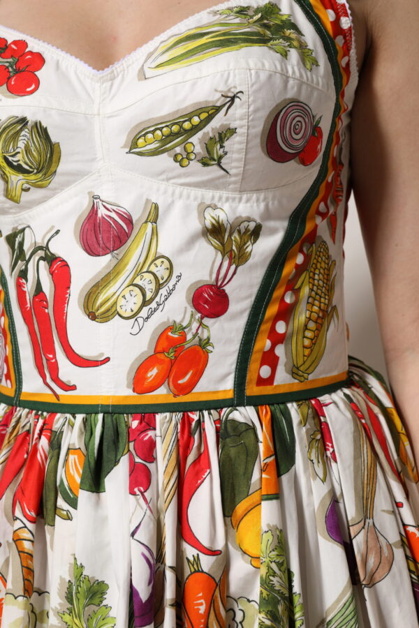 Dolce & Gabbana White Vegetables Sleeveless A-line Dress - Image 6