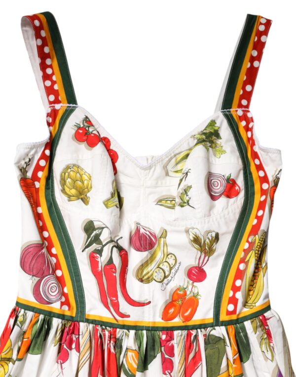 Dolce & Gabbana White Vegetables Sleeveless A-line Dress - Image 7