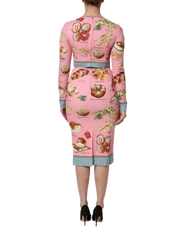 Dolce & Gabbana Pink Pastry Print Bodycon Sheath Midi Dress - Image 4