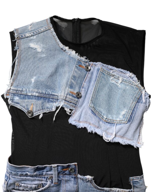 Dolce & Gabbana Black Blue Sleeveless Denim Mini Dress - Image 7