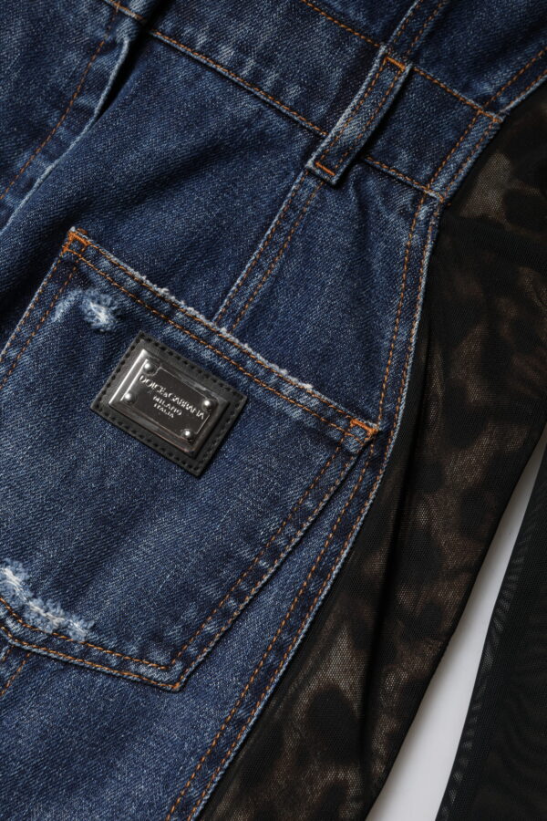 Dolce & Gabbana Black Blue Long Sleeves Denim Mini Dress - Image 8