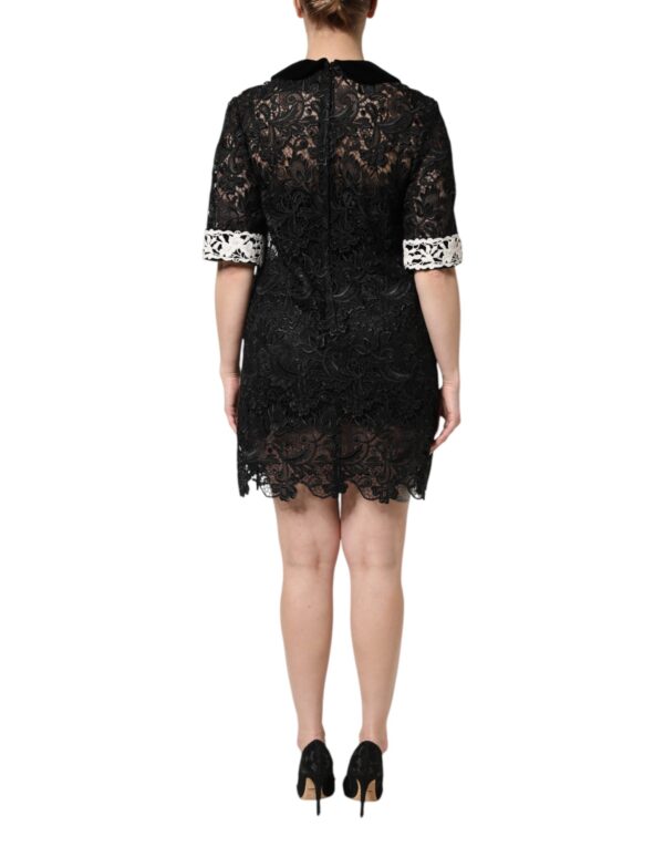 Dolce & Gabbana Black Floral Lace Embellished Mini Dress - Image 4