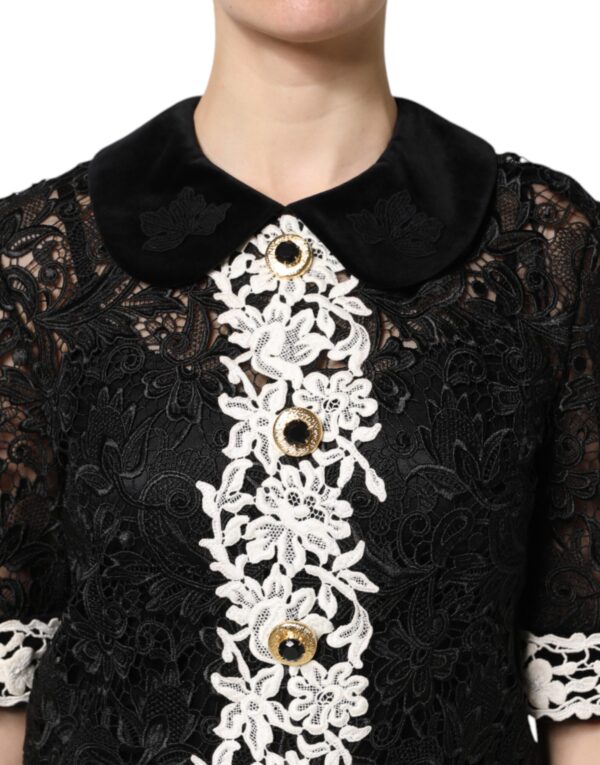Dolce & Gabbana Black Floral Lace Embellished Mini Dress - Image 5