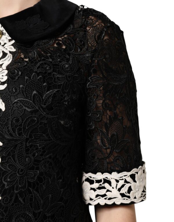 Dolce & Gabbana Black Floral Lace Embellished Mini Dress - Image 6