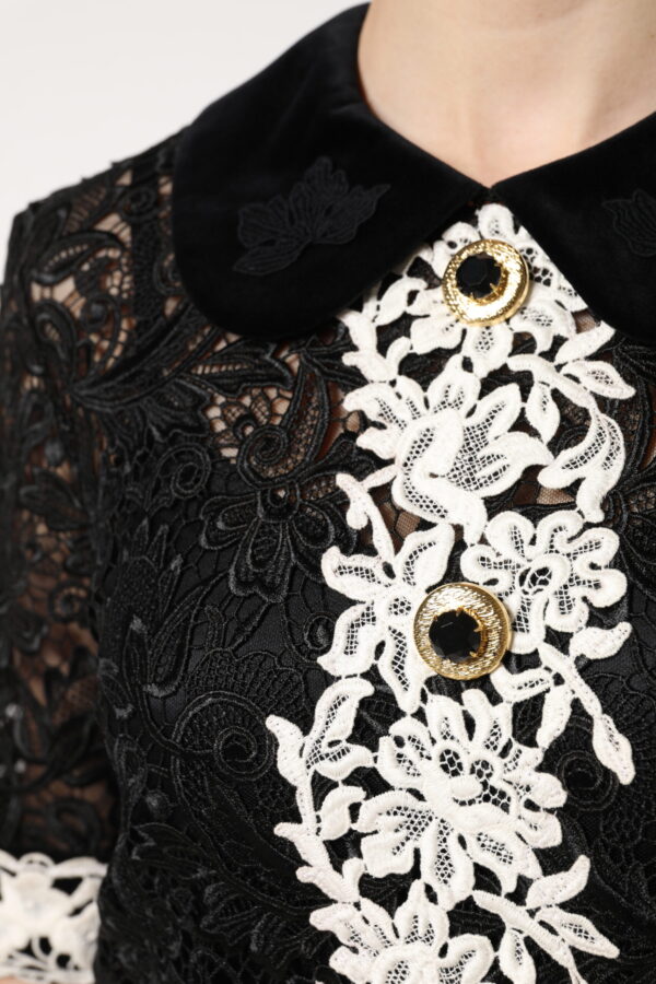 Dolce & Gabbana Black Floral Lace Embellished Mini Dress - Image 7