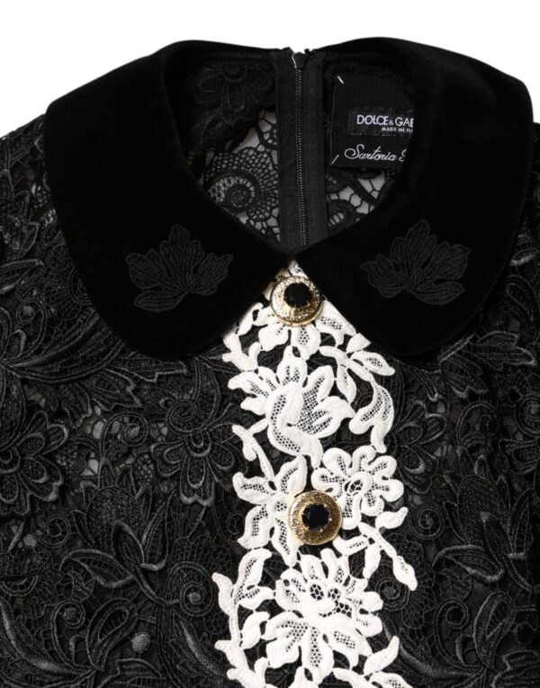 Dolce & Gabbana Black Floral Lace Embellished Mini Dress - Image 8