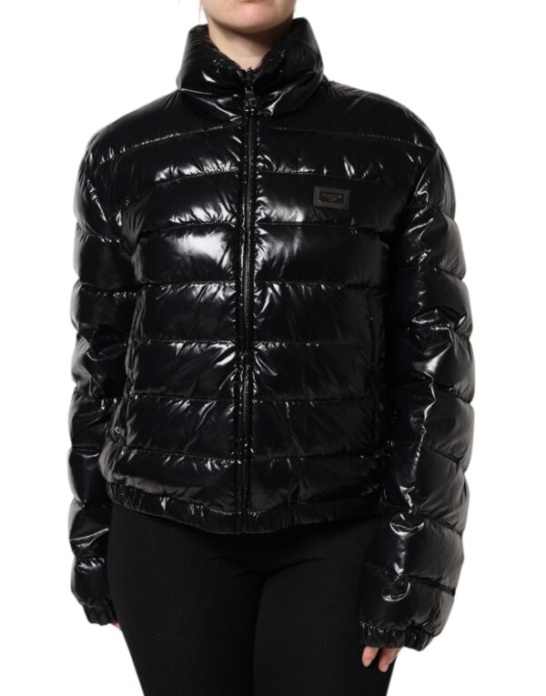 Dolce & Gabbana Black Logo Plaque Full Zip Puffer Jacket - Image 2