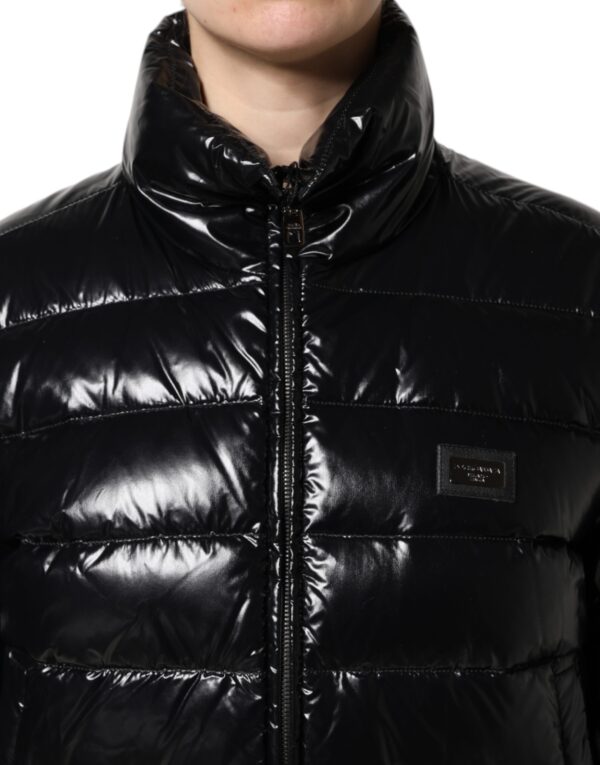 Dolce & Gabbana Black Logo Plaque Full Zip Puffer Jacket - Image 5