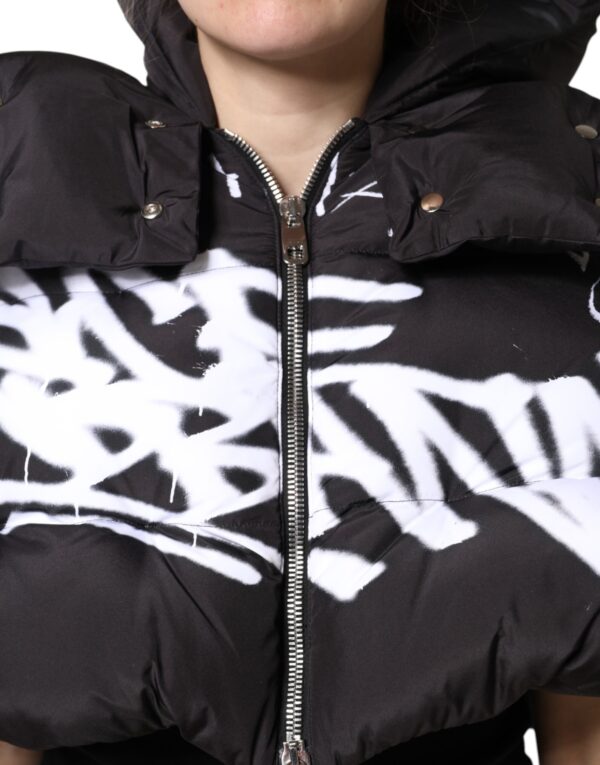 Dolce & Gabbana Black Padded Hooded Full Zip Cropped Jacket - Image 5